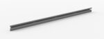 A long, gray metallic rail with a straight, slender design on a plain white background. The surface appears smooth with subtle indentations along its length.