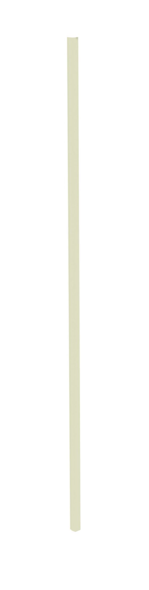 A single, vertical, thin beige stick positioned against a plain white background.