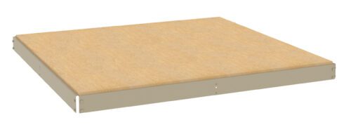 A square wooden platform with a beige border, viewed from a slightly elevated angle. The surface appears smooth and uniform.