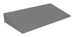 A 3D render of a simple, gray, slanted rectangular prism with a triangular side, resembling a flat roof or awning. The object is displayed on a white background.