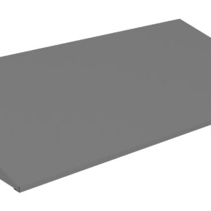 A 3D render of a simple, gray, slanted rectangular prism with a triangular side, resembling a flat roof or awning. The object is displayed on a white background.