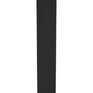A black pedestal table base with a cylindrical stem and circular top and bottom plates. The bottom plate has three screw holes for mounting. The design is sleek and minimalistic.