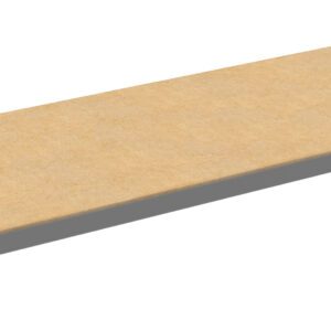 A rectangular wooden shelf with a gray metal frame.