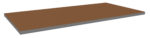 A 3D rendering of a flat, rectangular brown wooden board with gray edges, displayed against a white background. The perspective shows a slight angle, highlighting its smooth surface and uniform thickness.