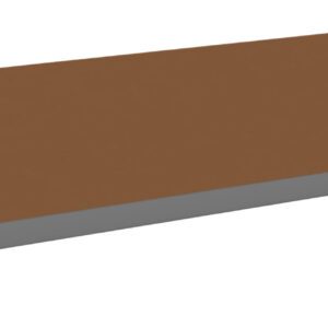 A 3D rendering of a flat, rectangular brown wooden board with gray edges, displayed against a white background. The perspective shows a slight angle, highlighting its smooth surface and uniform thickness.
