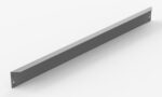 A long, thin gray metal bracket with a rectangular shape, featuring a slight angle and having holes at both ends for mounting. It is positioned diagonally against a plain white background.