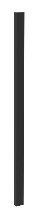 A tall, narrow, rectangular black post standing vertically against a white background.