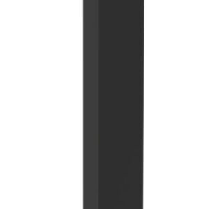 A tall, narrow, rectangular black post standing vertically against a white background.