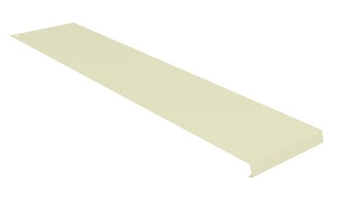 A flat, rectangular piece of beige metal with a bent edge, resembling a shelf or panel. It has a smooth surface and one corner features a small hole, possibly for mounting or attaching purposes. The background is white.