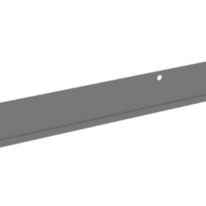 A long, flat metal bracket with a rectangular shape and a single hole in the center, designed for mounting or support. It has two smaller holes near the ends for additional fastening. The bracket is gray and positioned diagonally.