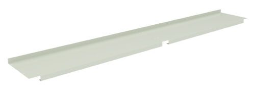 A long, light gray metal piece with flat and angled surfaces, resembling a shelf or bracket. It has clean edges and is viewed against a white background.