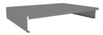 A 3D rendering of a simple, gray, rectangular table or platform with a flat top and open sides. It resembles a minimalist desk or shelf. The structure is elevated slightly off the ground.