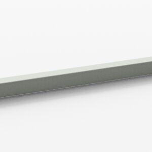 A long, light gray metal beam with a simple, straight design, positioned diagonally. It has rectangular ends and a smooth surface, with small mounting brackets on either side, resting on a plain white background.