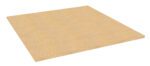 A square sheet of light brown medium-density fiberboard (MDF) is shown against a white background. It appears smooth and flat, with slightly visible texture.