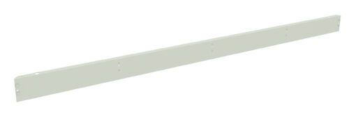 A long, thin, light gray metal bar with a rectangular cross-section, featuring evenly spaced small holes along its length and larger holes at each end, likely for mounting or attachment purposes. The background is plain white.