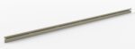 A long, slender, light gray metal rail with a slightly raised edge and evenly spaced holes along its length, positioned diagonally from bottom left to top right on a plain white background.