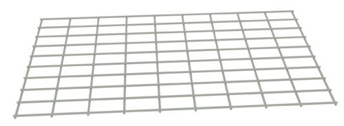 A metal grid with evenly spaced, square openings arranged in rows and columns. The grid is laid flat and viewed at an angle, giving it a three-dimensional appearance. The lines are thin and uniform.