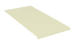 A rectangular beige metal sheet with a slight bend along one edge, placed on a white background.