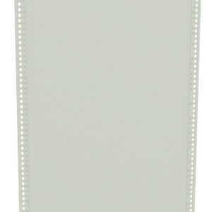 A plain rectangular metal panel with a light gray finish, featuring vertically aligned perforations along both edges, against a white background.
