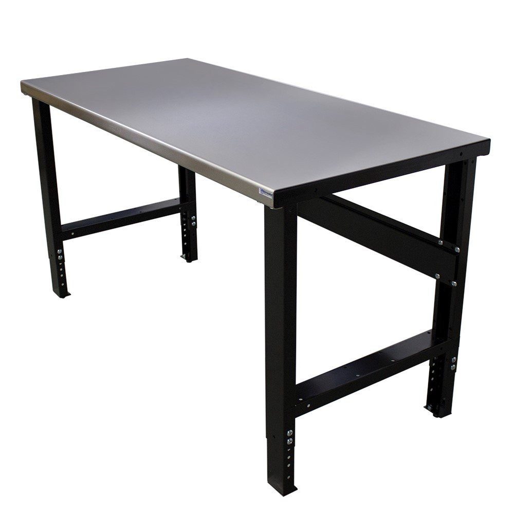 Adjustable Height Stainless Steel Top Workbench