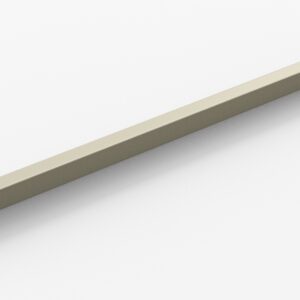 A long, slender beige metal bar with mounting brackets at each end, resting on a light gray surface.