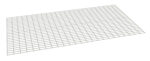 A rectangular metal grid with evenly spaced, parallel wires forming square openings, tilted slightly to display three-dimensional perspective, set against a plain white background.