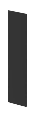 A tall, rectangular black panel standing upright against a white background. The panel has a smooth and matte finish, with clean edges and a modern appearance.