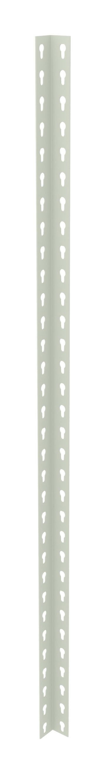 wdrrym1v69azigzazc1w.jpg A long, pale gray, L-shaped metallic corner protector with evenly spaced holes along its length, standing upright against a white background.