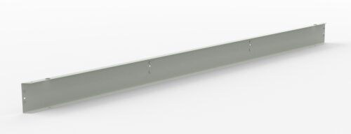 A long, thin metal bracket with several small holes, lying flat against a white background. The bracket has a simple, rectangular design and is silver in color.