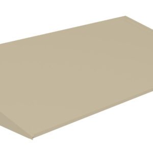 Beige, rectangular, flat-surfaced cover with sloped sides, resembling a shed or overhang.