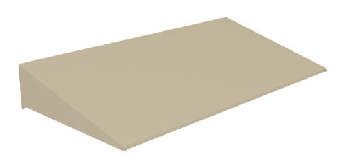 Beige, rectangular, flat-surfaced cover with sloped sides, resembling a shed or overhang.