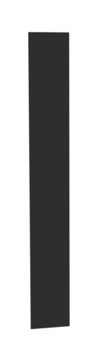 A tall, vertical black rectangle with a slight diagonal tilt to the right against a white background.