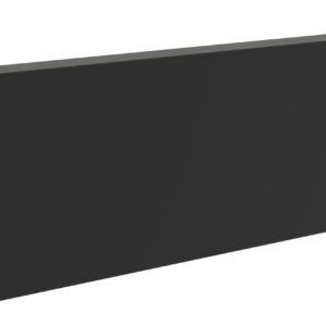 A dark, rectangular metal panel with a smooth surface, featuring two holes on its left edge. The panel is shown at an angle, revealing its thickness and the holes for mounting. The background is plain and white.