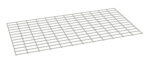 A rectangular metal grid panel with an evenly spaced crisscross pattern, viewed from an angle against a plain white background. The grids form uniform square openings, giving the panel a mesh-like appearance.