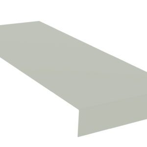 A simple white, rectangular 3D object on a white background with one side folded downward.