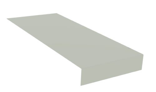 A simple white, rectangular 3D object on a white background with one side folded downward.
