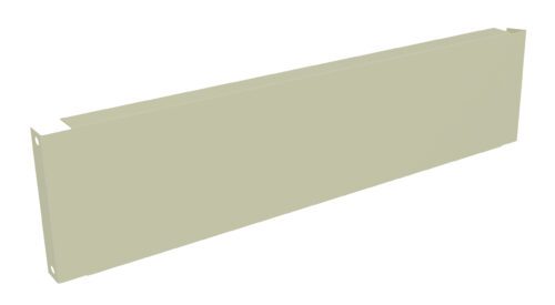 A 3D rendering of a long, rectangular, light beige panel with small notches on the corners. The panel appears to be made of a smooth, flat material, possibly metal or plastic.