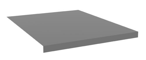 A gray, flat rectangular slab with a simple geometric design and a smooth surface, viewed from a slightly elevated angle, highlighting its thickness.