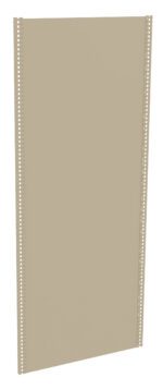 A beige, rectangular object with a flat surface and perforated edges on both sides, standing upright against a plain white background. The edges have evenly spaced holes, possibly for mounting or attachment purposes.
