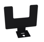 A black, U-shaped card holder made of metal. The holder has a flat base and is designed to hold small cards or signs upright. Its simple, minimalist design makes it suitable for various display needs.