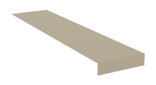 Beige, rectangular 3D object resembling a board with a descending edge on one side, viewed from an angle against a white background.