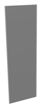 A gray, rectangular sheet with small round holes evenly spaced along both vertical edges, resembling a computer punch card or a perforated sheet.