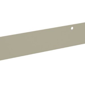 A long, flat, rectangular metal bracket with two holes near each end and a notch on one side. The bracket has a beige color and appears to be a component likely used for mounting or supporting purposes.