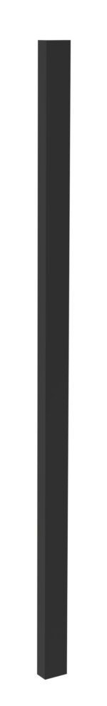 A tall, slender, vertical black rectangular prism on a white background.