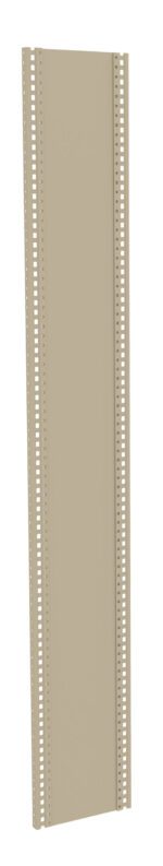 A tall, beige metal panel with perforated edges featuring small, evenly spaced holes along its sides, designed for use in a server rack or other industrial application.