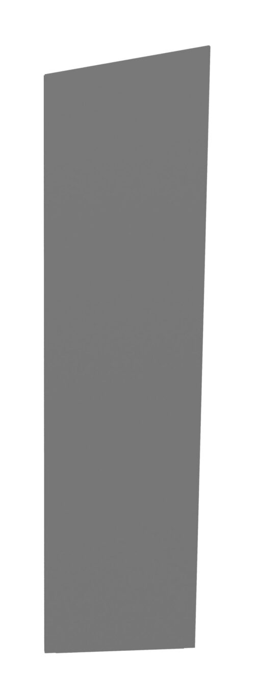A tall, slightly angled, solid gray rectangle set against a white background.