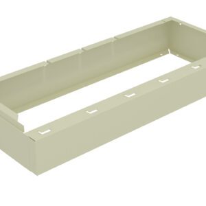 A beige rectangular metal bracket with slotted holes along its sides, designed for mounting or supporting structures. The bracket has a hollow interior and a smooth finish.