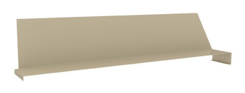 wu7psadphu6matmpbjj0.jpg A beige, angled metal shelf with a simple, minimalistic design, featuring a smooth surface and folded edges on each side.
