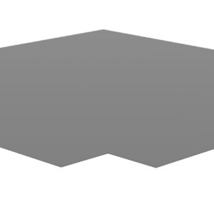 A simple illustration of a gray, flat, diamond-shaped object with a small notch on one side, set against a plain white background.