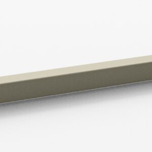A long, thin, beige metal bracket is shown against a white background. It has mounting holes on each end and a curved bottom edge.